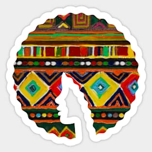 Afro Hair Woman with African Pattern, Black History Sticker